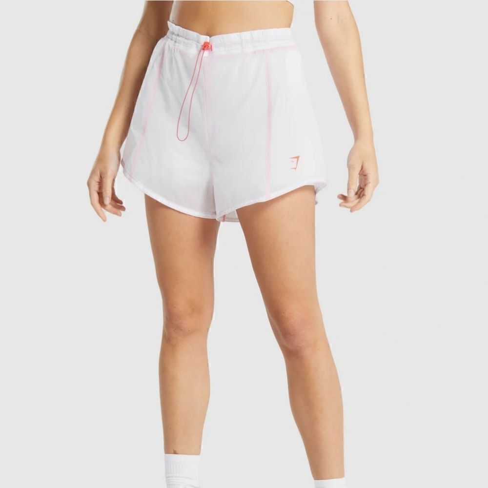 GYMSHARK Pulse 2 in 1 Shorts White and Orange Size Large
